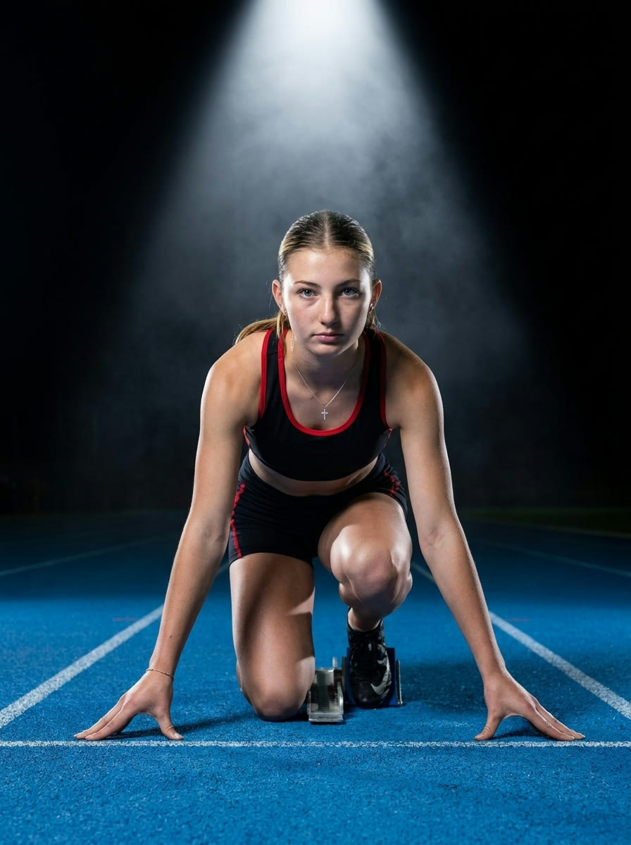 Skyla set in the starting blocks